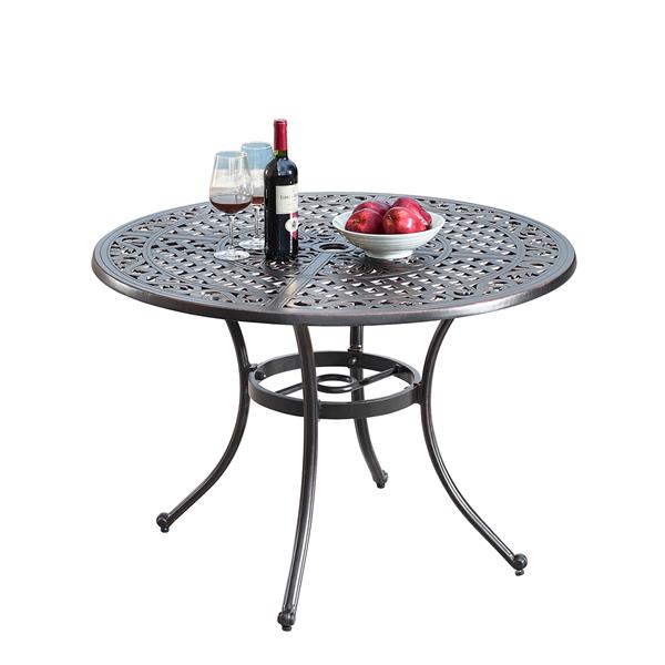 Oakland Living Bullo-table-ac 42 In. Traditional Ornate Mesh Lattice Aluminum Antique Copper Round Outdoor Dining Table
