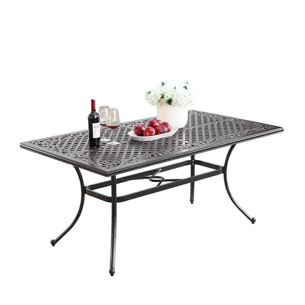 Oakland Living Oman-table-ac 64 In. Traditional Ornate Mesh Lattice Aluminum Antique Copper Rectangular Outdoor Dining Table