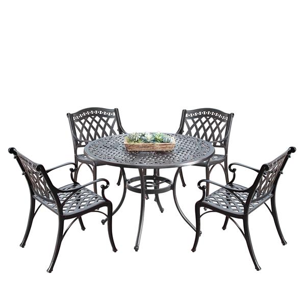 Oakland Living Serra-bullo-5pc-ac 42 In. Antique Copper Round Dining Set With Four Chair - 5 Piece
