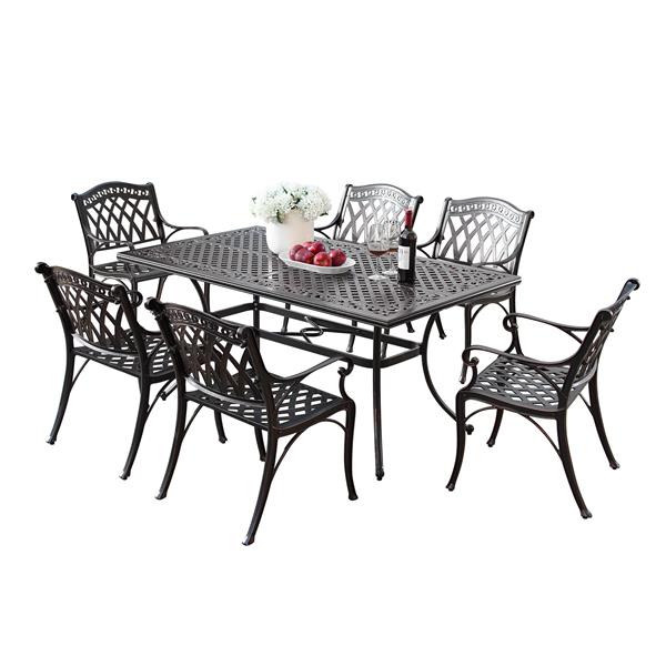 Oakland Living Serra-oman-7pc-ac 64 In. Antique Copper Rectangular Dining Set With Six Chair - 7 Piece