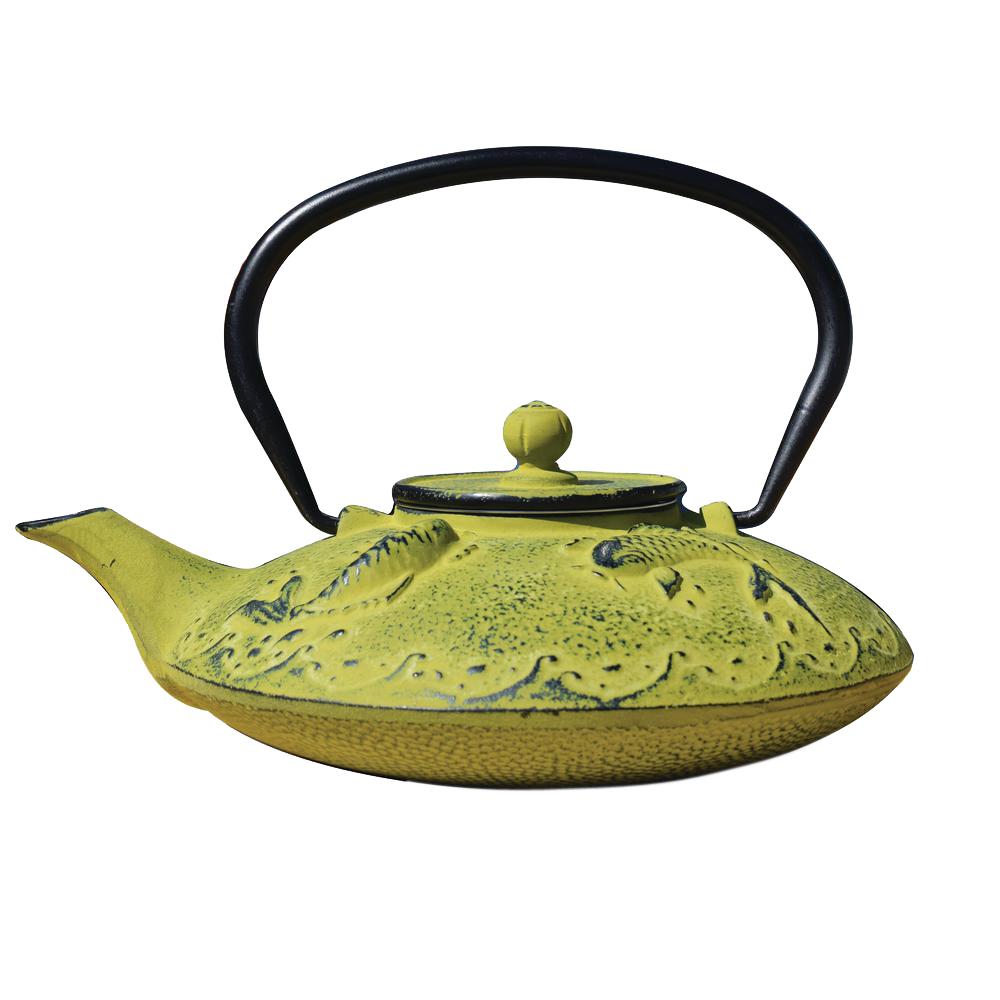 1035mo 25 Oz Ogon Koi Teapot - Moss Green Cast Iron