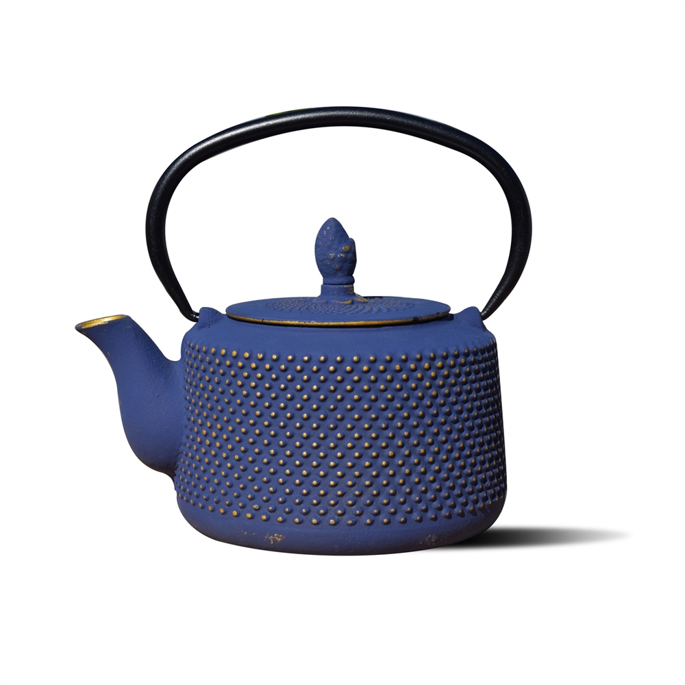 1070db 28 Oz Matsukasa Teapot - Deep Blue & Gold Cast Iron
