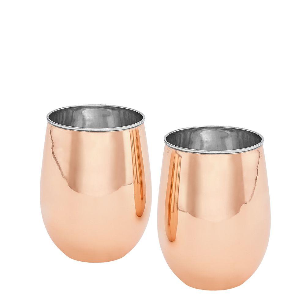 17 Oz Stemless Wine Glasses - Stainless Steel, Set Of 2