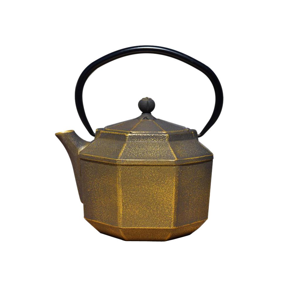 1068bc 28 Oz Pagoda Teapot - Black & Gold Cast Iron