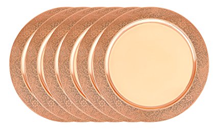 Os1382cu 13 In. Charger Plate With Etched Rim - Copper Stainless Steel Set Of 6