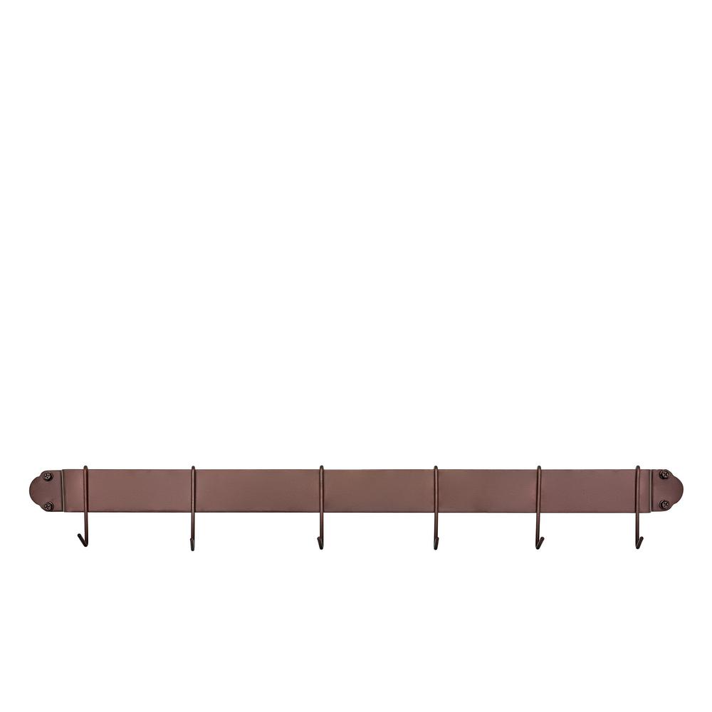 34 In. Bar Rack With 6 Hooks, Oiled Rubbed Bronze