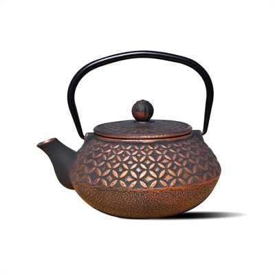 1072cb 24 Oz Amai Teapot - Black & Copper Cast Iron