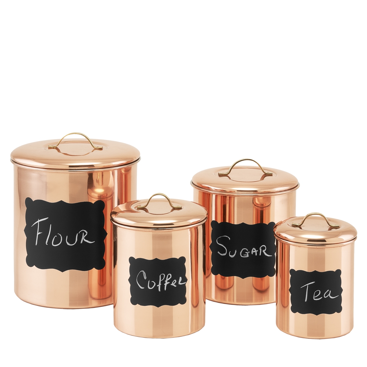 1143 1-4 Qt. Chalkboard Canister Set With Fresh Seal Covers, Copper - 4 Piece
