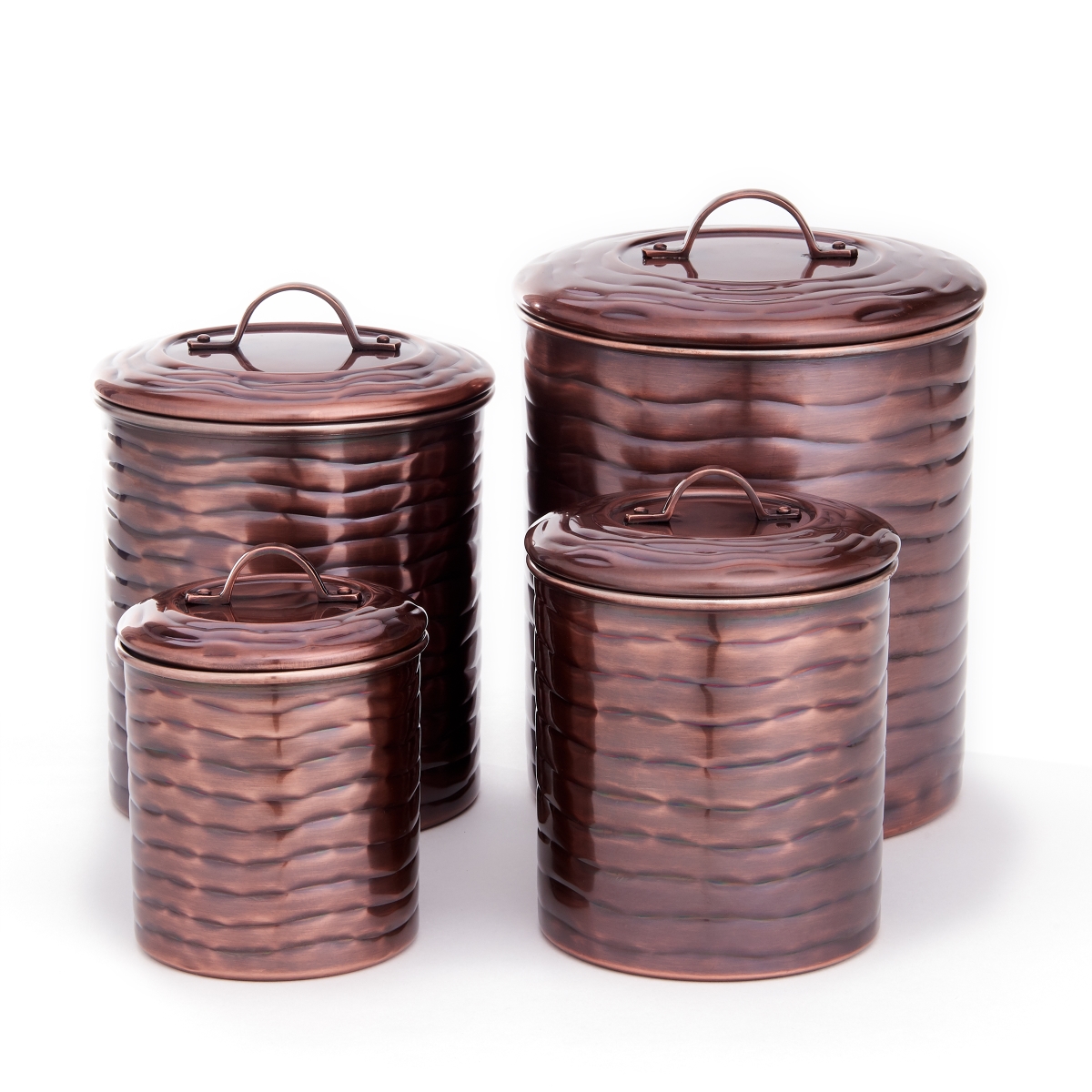 2143ac 1-4 Qt. Wave Canister Set With Fresh Seal Covers, Antique Copper - 4 Piece