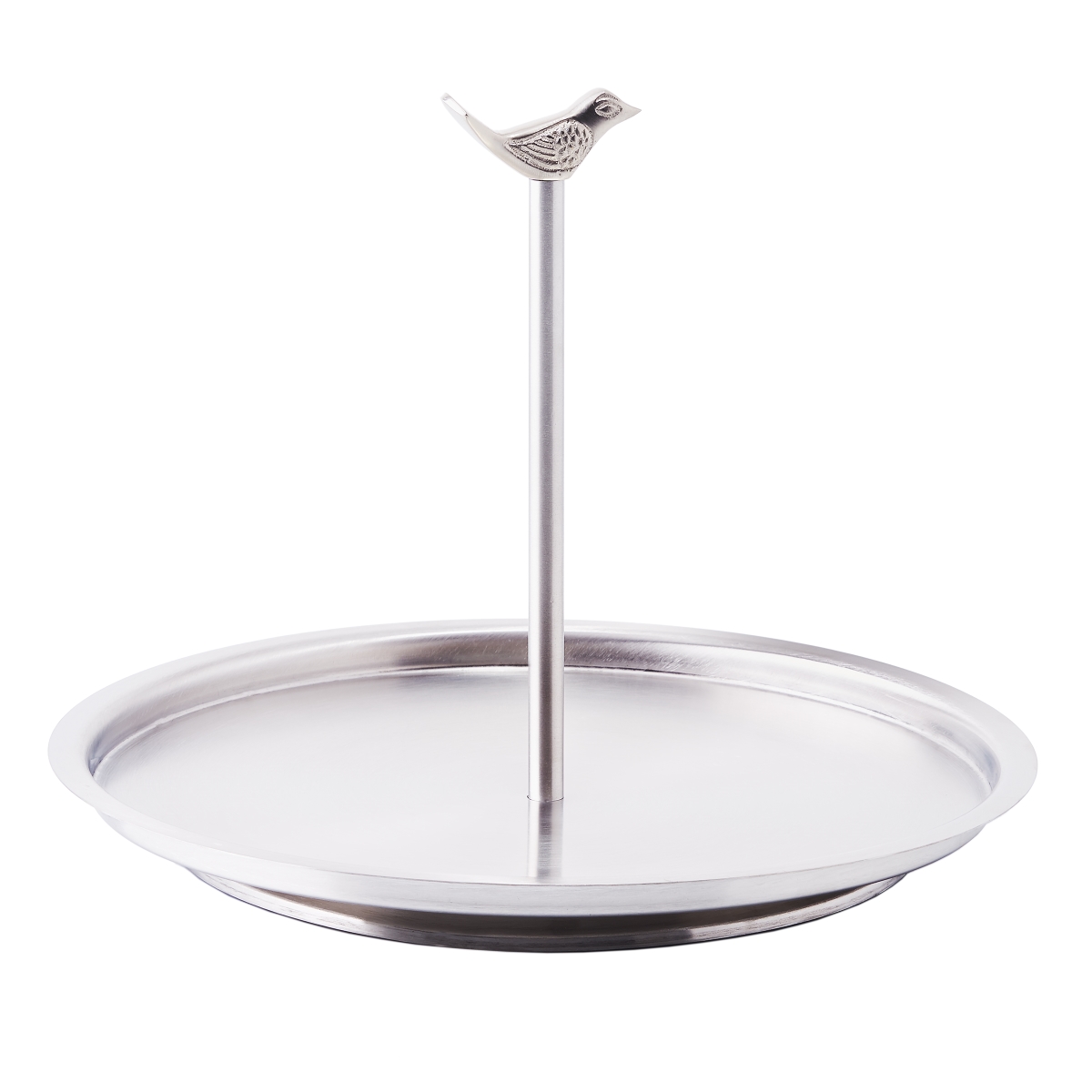 2290 Churp Single Tier Stainless Steel Serving Tray With Bird Knob