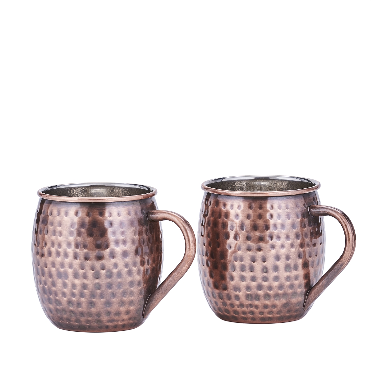 2437h 4 In. 16 Oz Hammered Moscow Mule Mugs, Antique Copper - Set Of 2