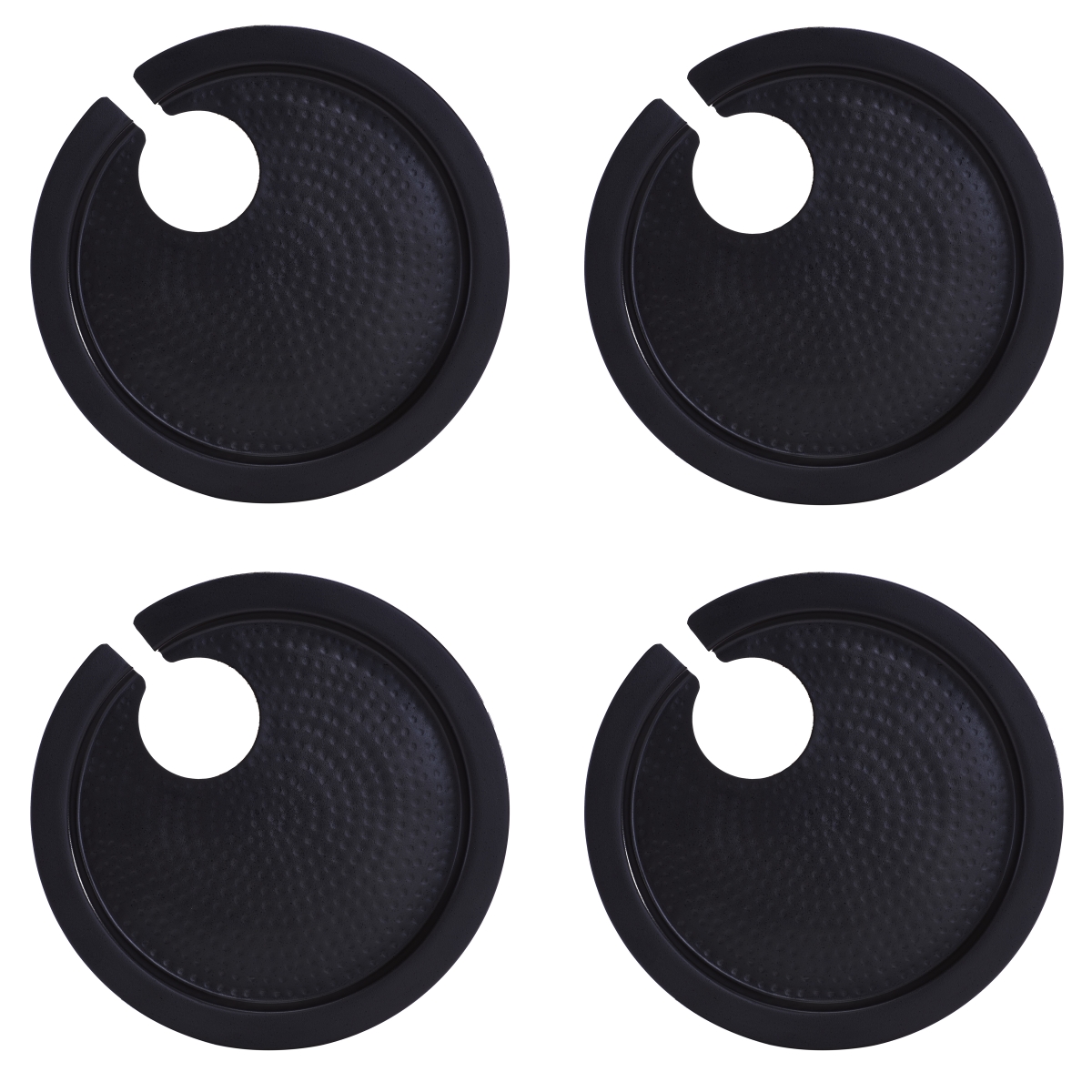 5470mb 9.75 In. Hammered Buffet Plates With Wine Glass Holder - Matte Black
