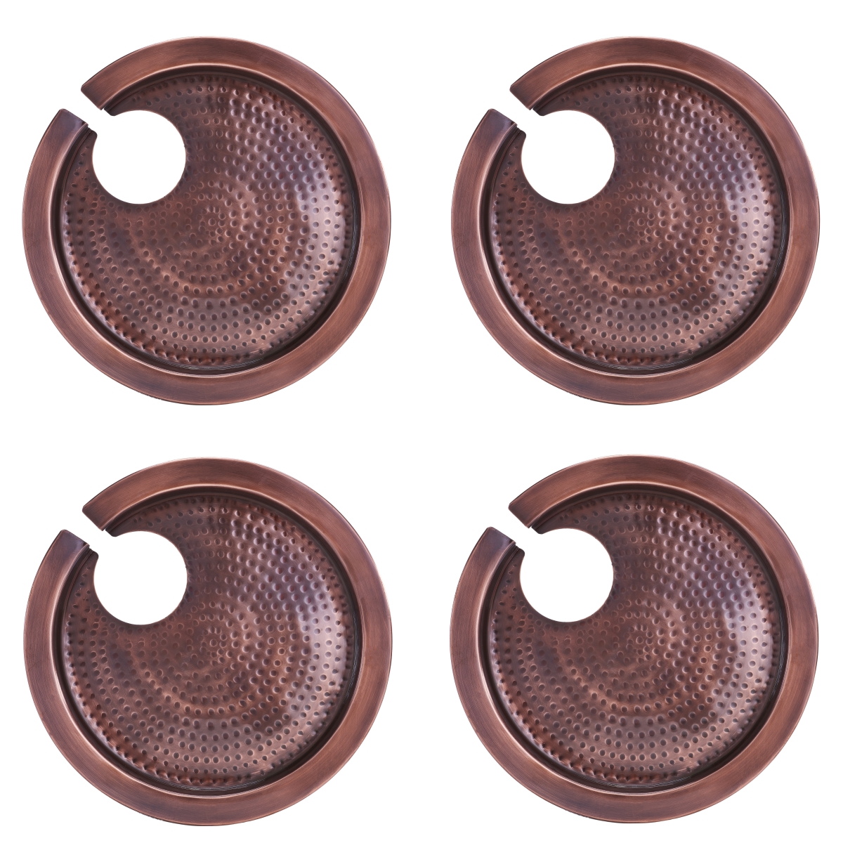 5470hac 9.75 In. Hammered Buffet Plates With Wine Glass Holder, Antique Copper - Set Of 4