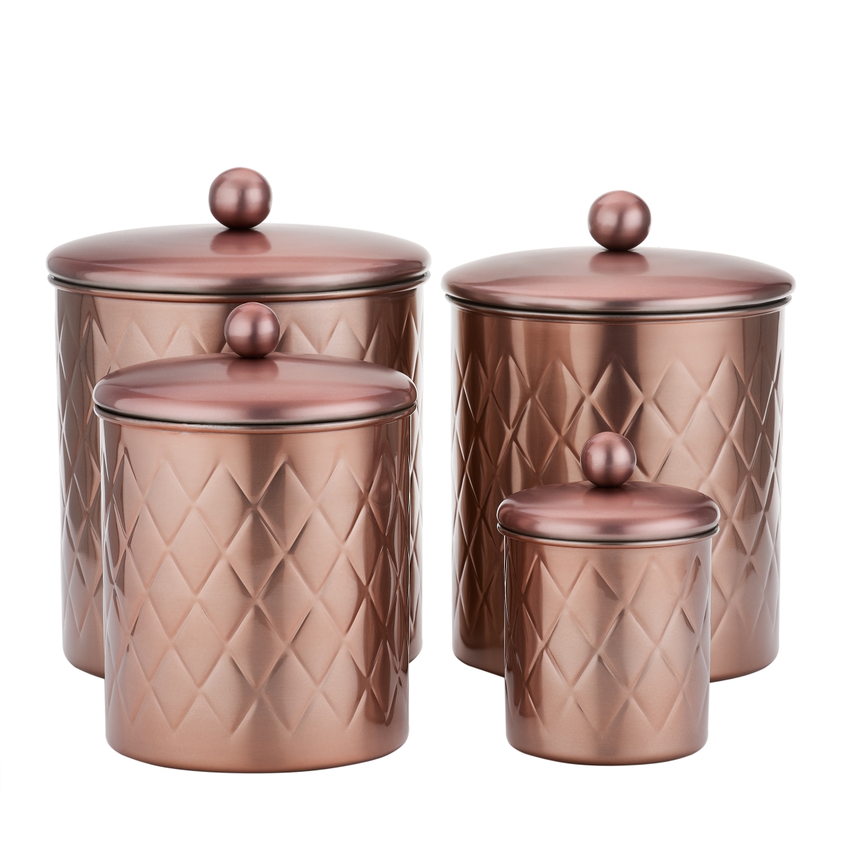 1863rg 1.75-4.75 Qt. Embossed Diamond Canister Set, Rose Gold - 4 Piece