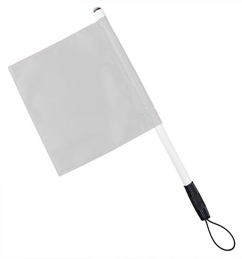 Deluxe Hand Held Flag With Led Light - White