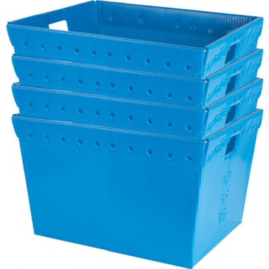 Small Plastic Nesting Storage Totes, Blue - Set Of 4