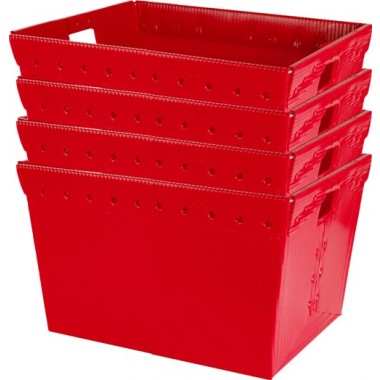 Small Plastic Nesting Storage Totes, Red - Set Of 4