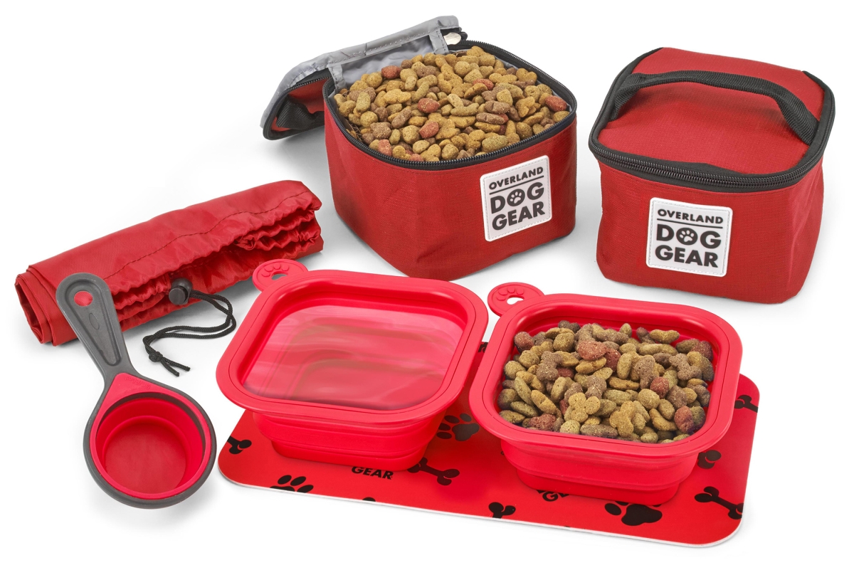Odg52 Dine Away Travel Set Bag For Small Dog, Red