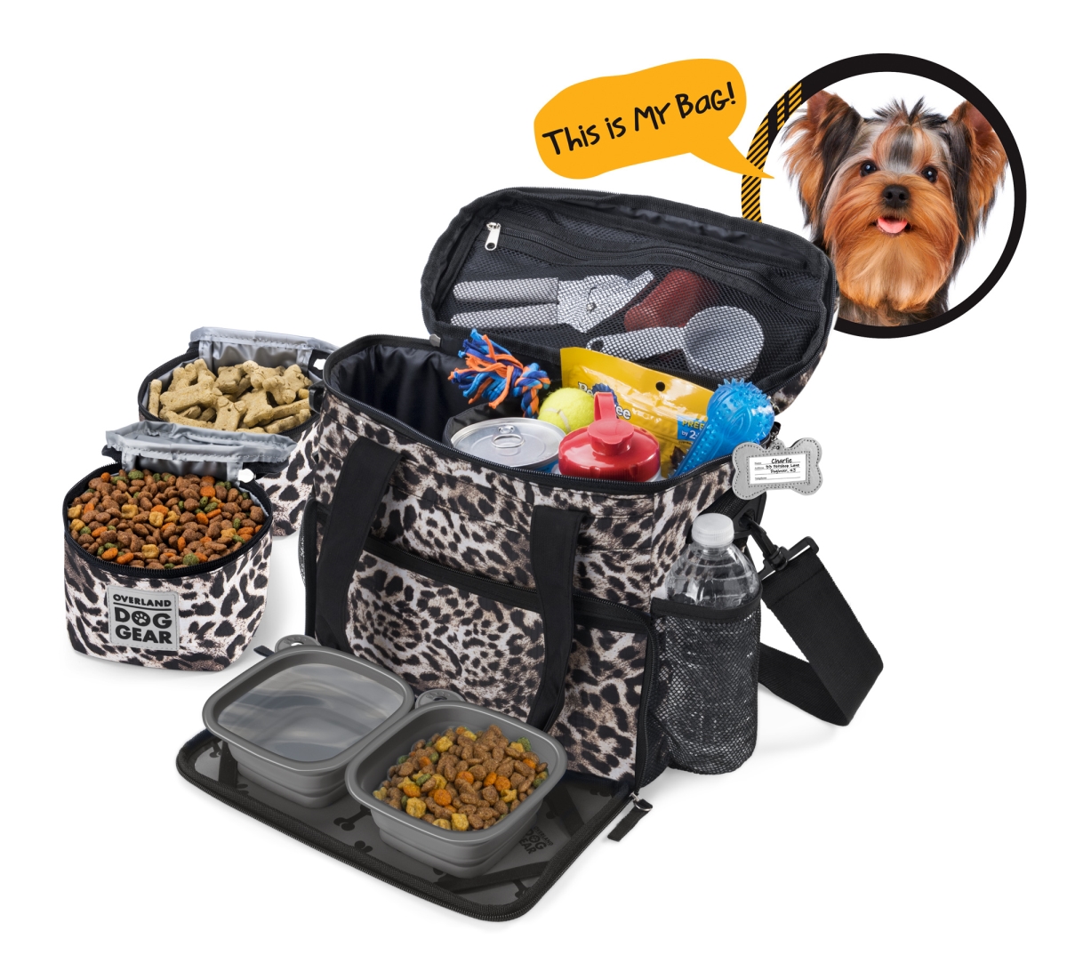 Odg27 Week Away Travel Bag For Small Dog, Animal Print