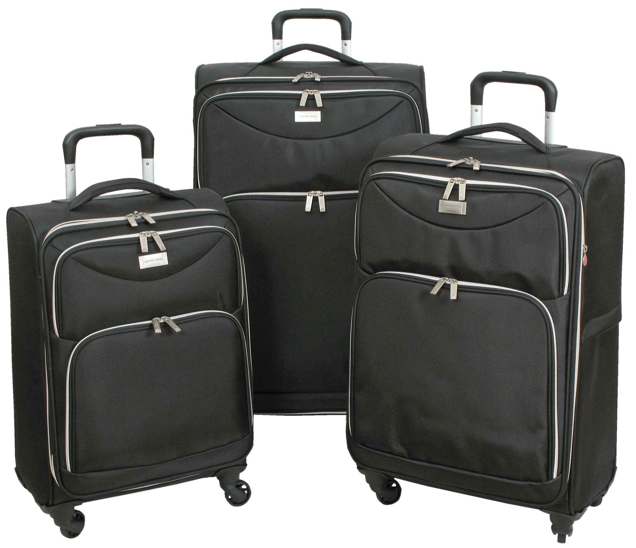Gb3682-3 Ultra Light-weight Midnight Spinner Luggage Set, Black