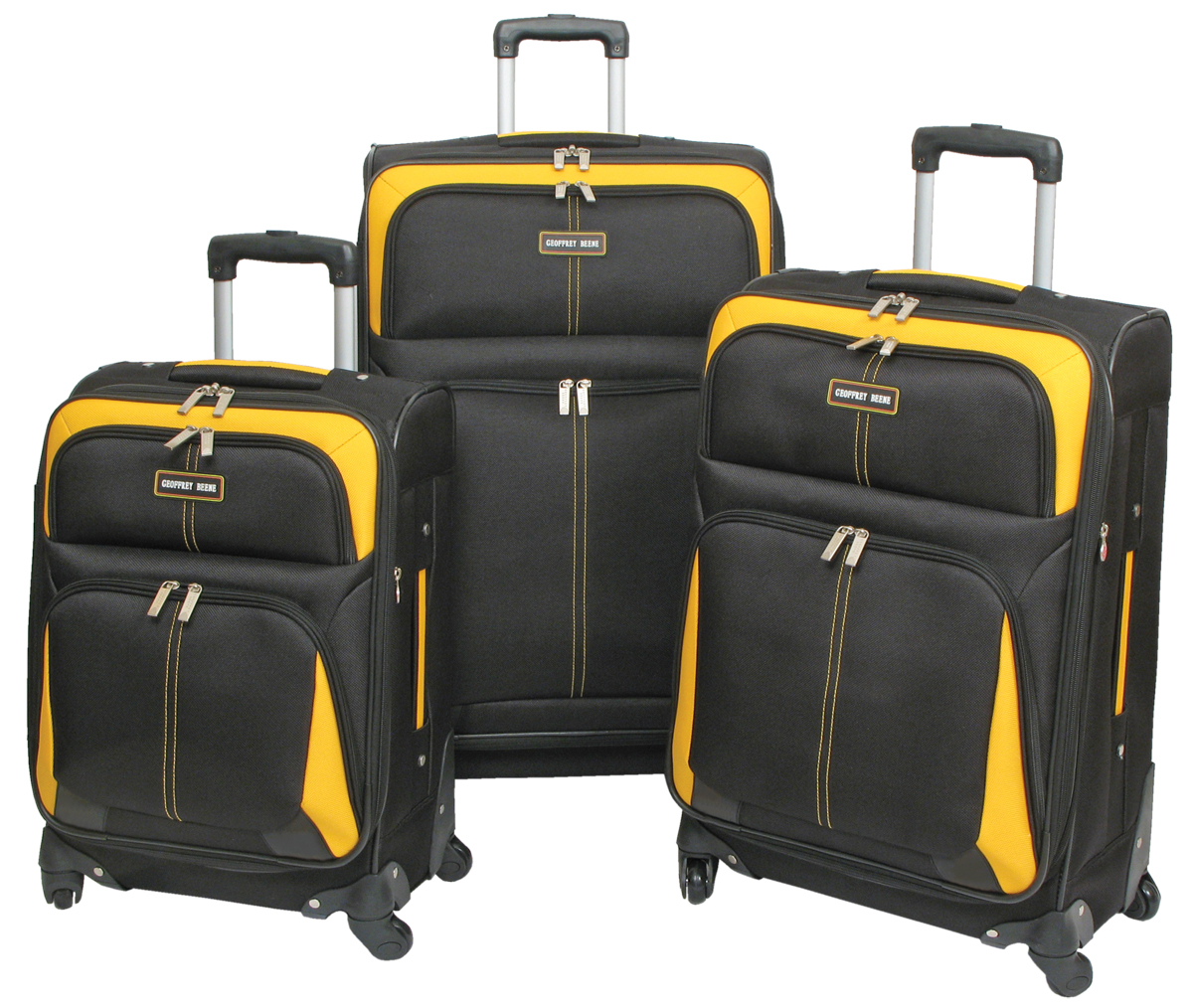 Gb655-3 Golden State Fashion Luggage Set - Black & Yellow, 3 Piece