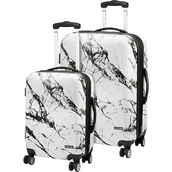 Gb679-2 Geoffrey Beene Deep Marble 2 Piece Luggage Set - Black & White - 20 X 28 In.