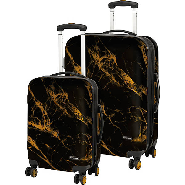Gb779-2 Geoffrey Beene Deep Marble 2 Piece Luggage Set - Black & Gold - 20 X 28 In.