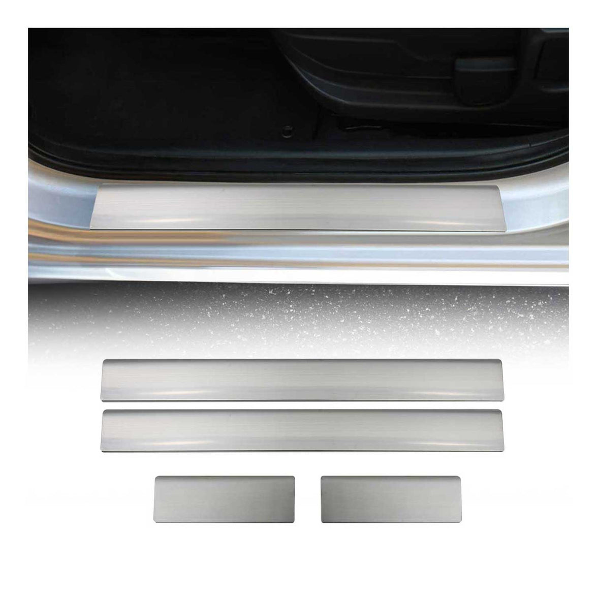 2601091N Normal Stainless Steel Gloss Door Sill Cover for 1998-2005 Ford Focus HB Sedan SW & 2013-2017 Kuga II, Silver - 4 Piece