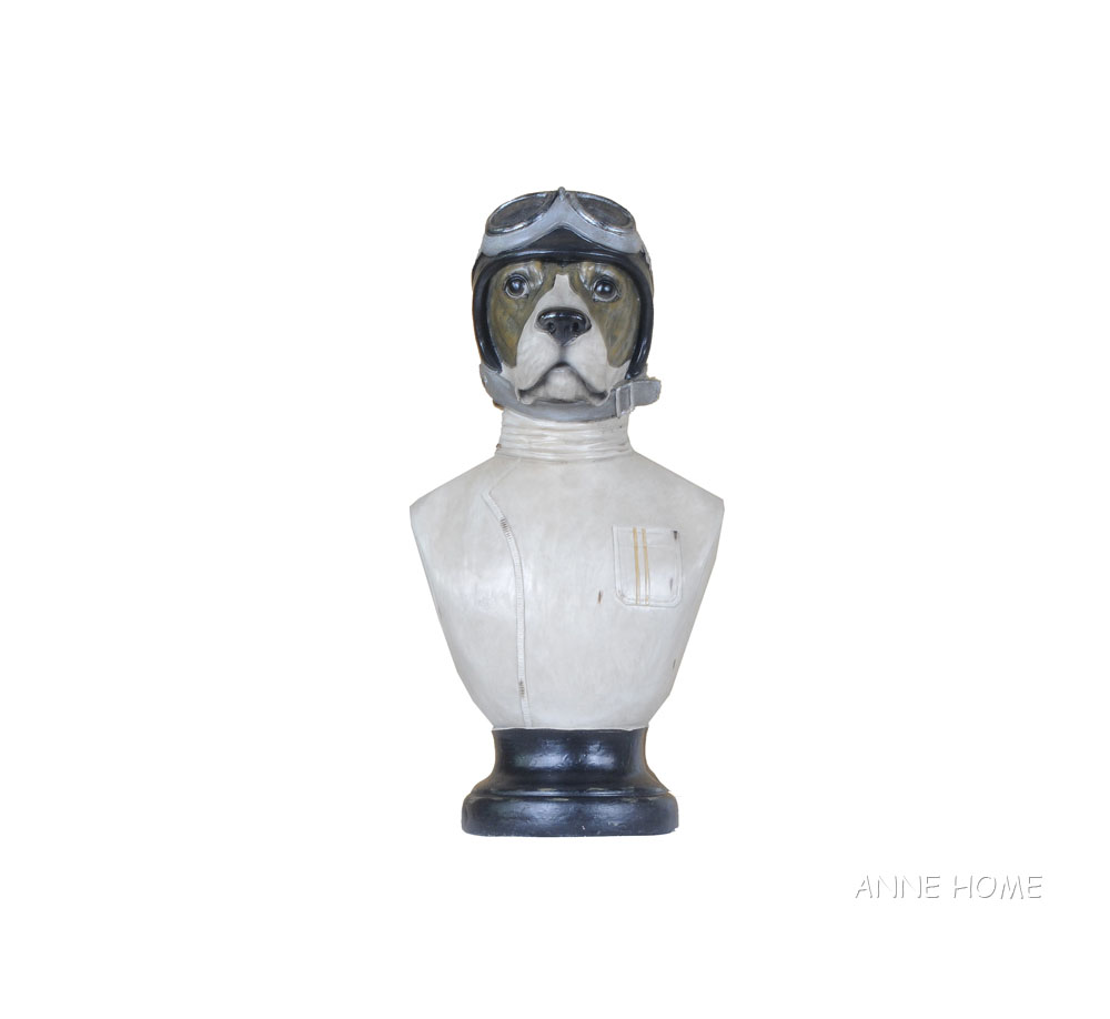 At006 Dog Bust Statue, Multicolor