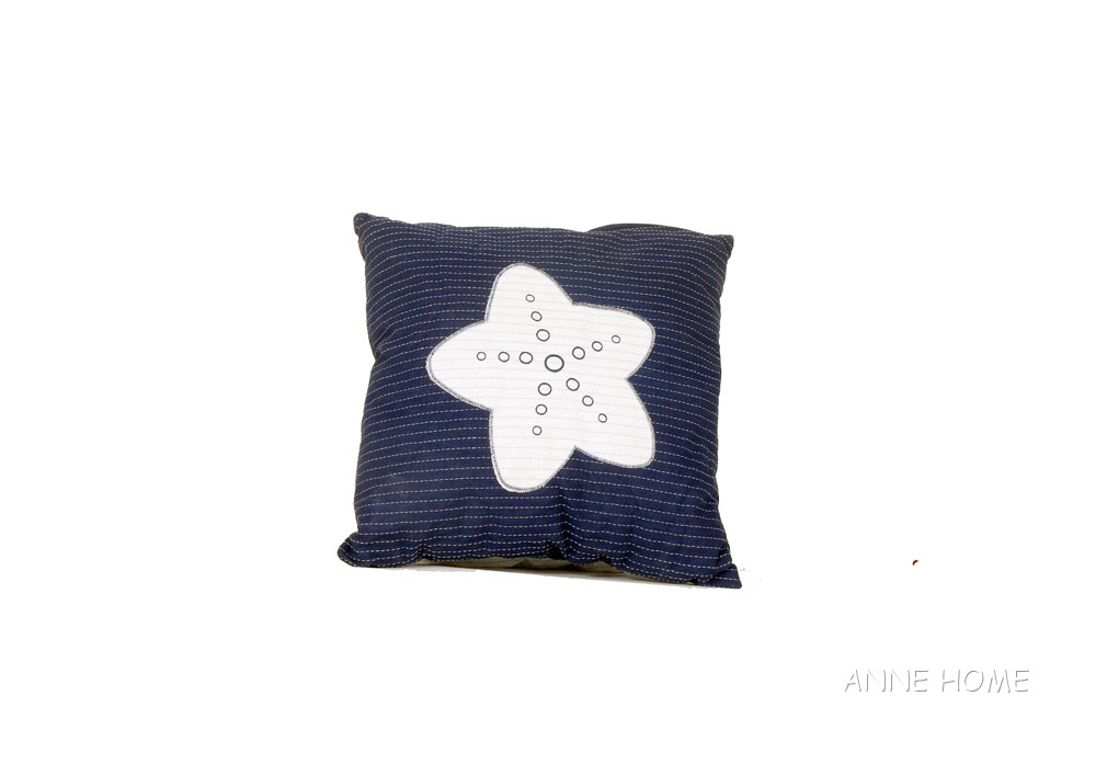 Ab002 Blue Pillow, White Star
