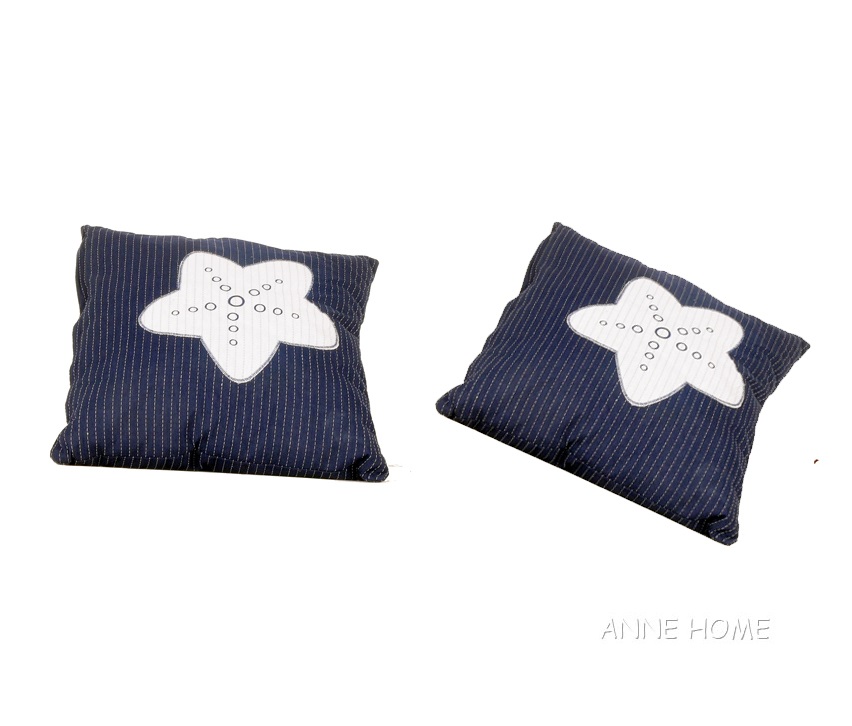 Ab902 Blue Pillow, White Star, Pack Of 2