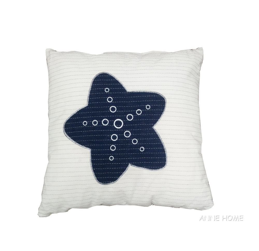 Ab003 White Pillow, Blue Star