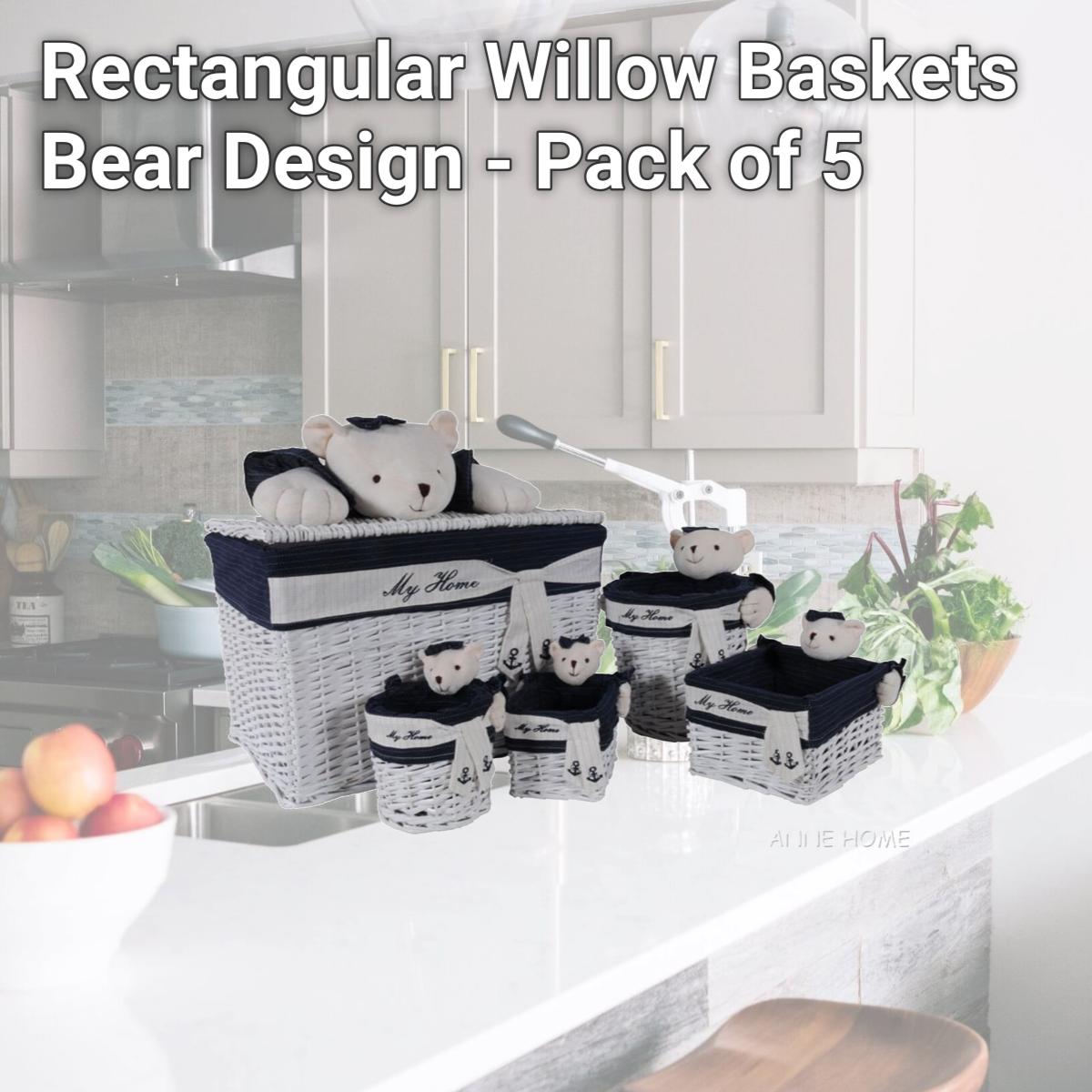 Picture of Old Modern Handicrafts AB015 Rectangular Willow Baskets Bear Design - Pack of 5