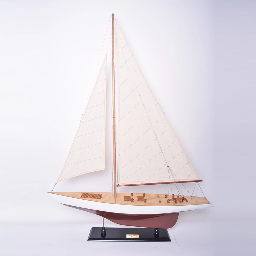 Y099 USS Constellation Painted Large Sailboat with Schooner Yacht Model - 32 in.