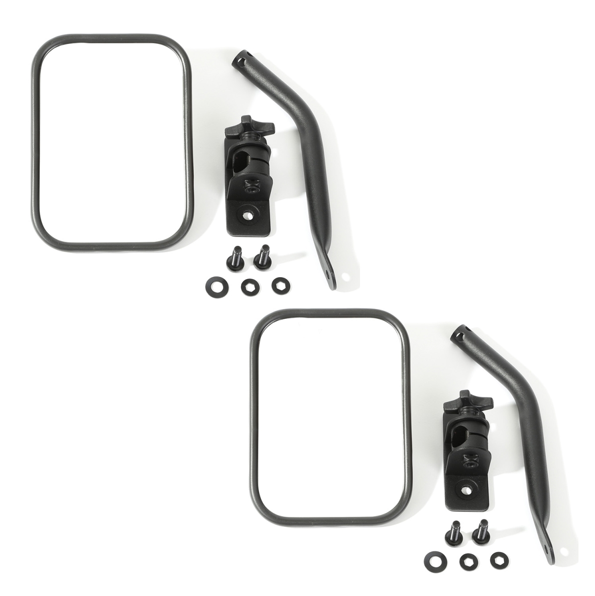 Quick Release Rectangular Mirror Kit for 97-18 TJ JK - Textured Black Quick Release Rectangular Mirror Kit for 97-18 TJ JK - Textured Black