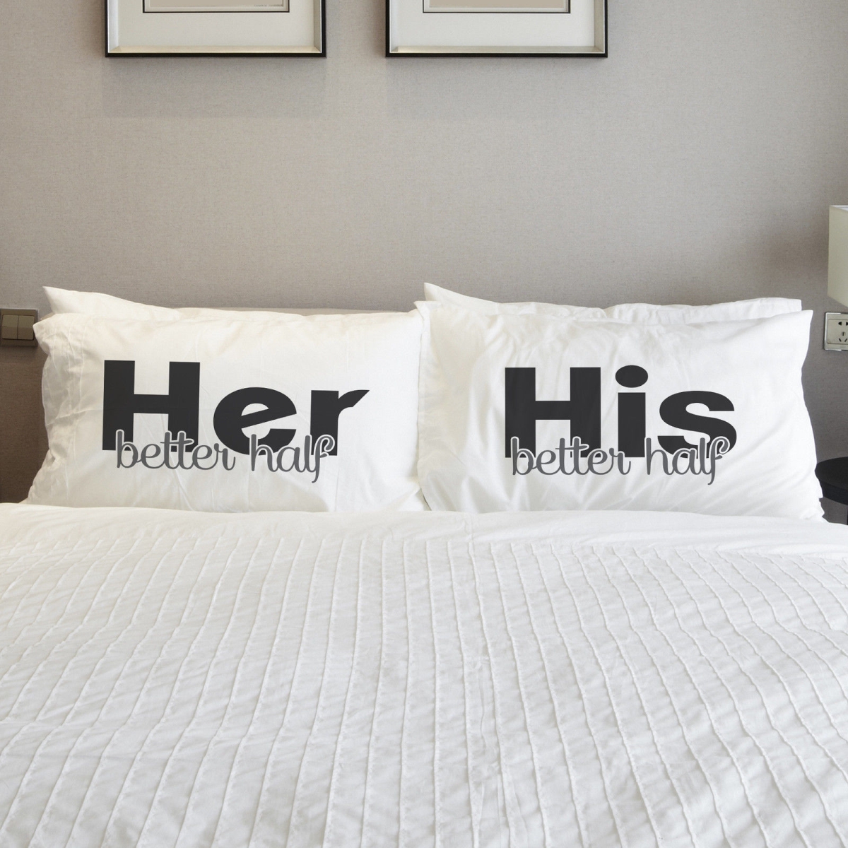 74515pce59 15 X 19 In. His Her Better Half Black Pillowcases, Black Gray - Set Of 2