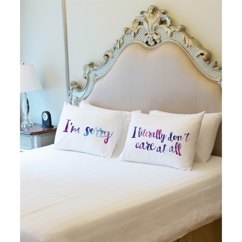 74522pce59 15 X 19 In. Literally Dont Care Splatters Script Pillowcases, Multicolor - Set Of 2