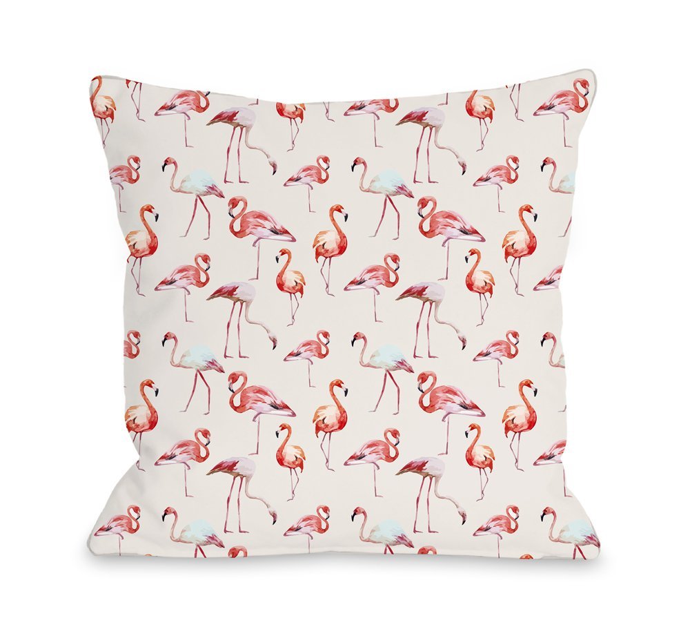 16 X 16 In. Flamingo Party Pillow, Pink & Multicolor