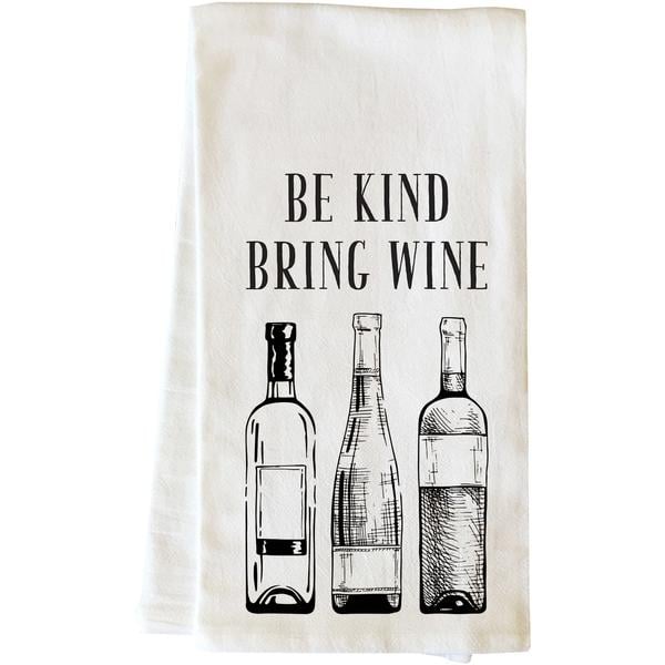 82871tw Be Kind Bring Wine Tea Towel - Black