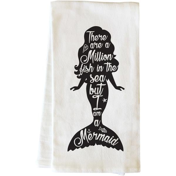 82873tw But I Am A Mermaid Tea Towel - Black