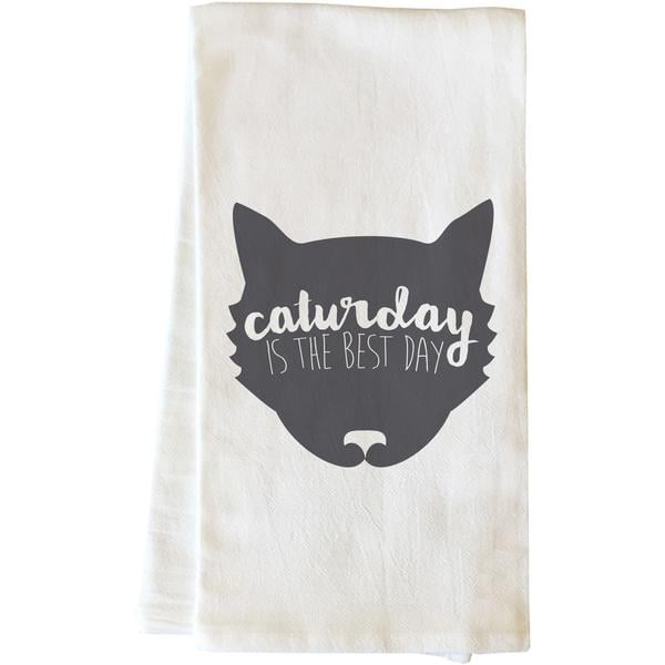 82874tw Caturday Tea Towel - Gray
