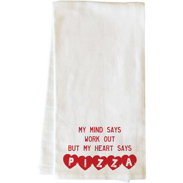 82856tw Heart Says Pizza Tea Towel - Red