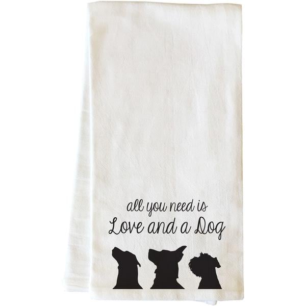 82860tw Love & A Dog Silos Tea Towel - Black