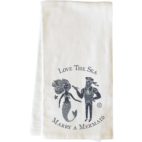 82861tw Marry A Mermaid Tea Towel - Navy