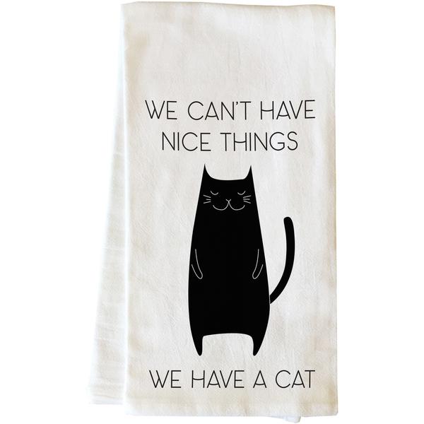 82864tw Cant Have Nice Things Cat Tea Towel - Black