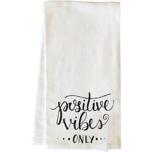 82868tw Positive Vibes Only Tea Towel - Black