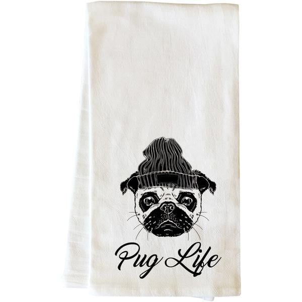 82869tw Pug Life Beanie Tea Towel - Black