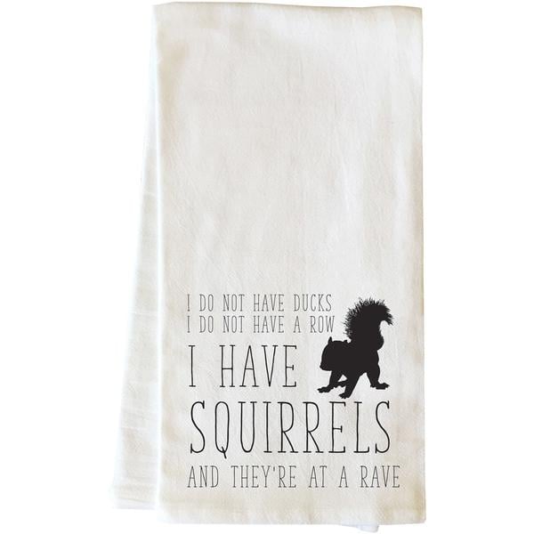 82870tw I Have Squirrels Tea Towel - Black