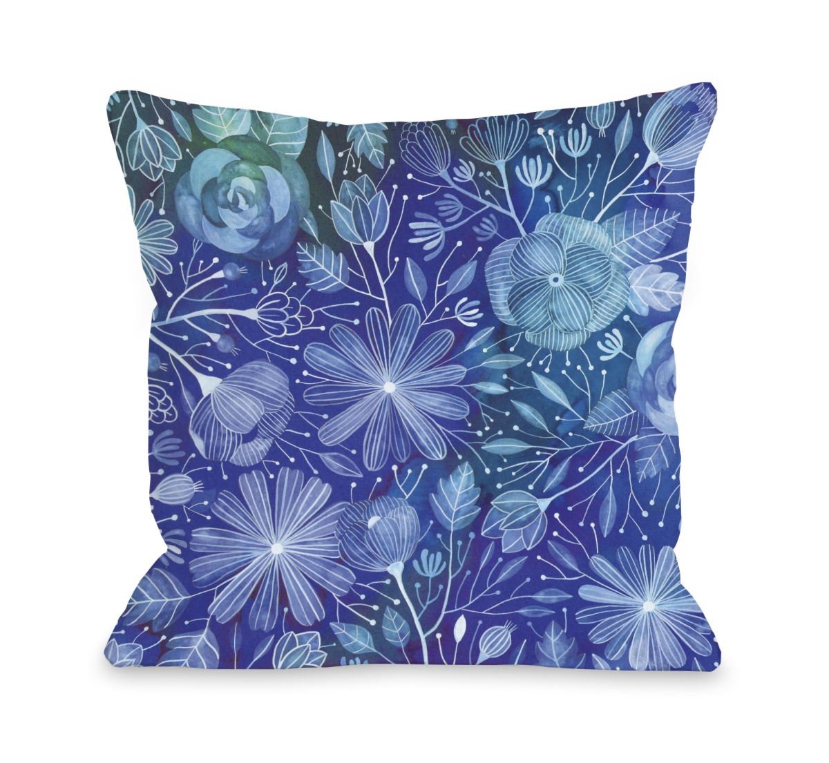 72687pl16o 16 X 16 In. Electric Flowers Pillow Outdoor, Blue