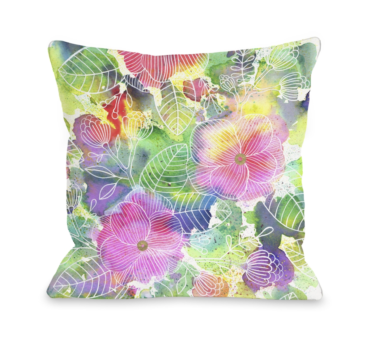 72692pl16o 16 X 16 In. Rainbow Splatter Flower Pillow Outdoor, Multicolor